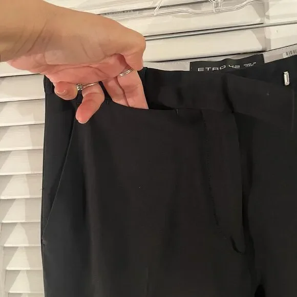 Etro black tailored trouser pants size IT42/US 6, made in Italy, career wear - Picture 6 of 11